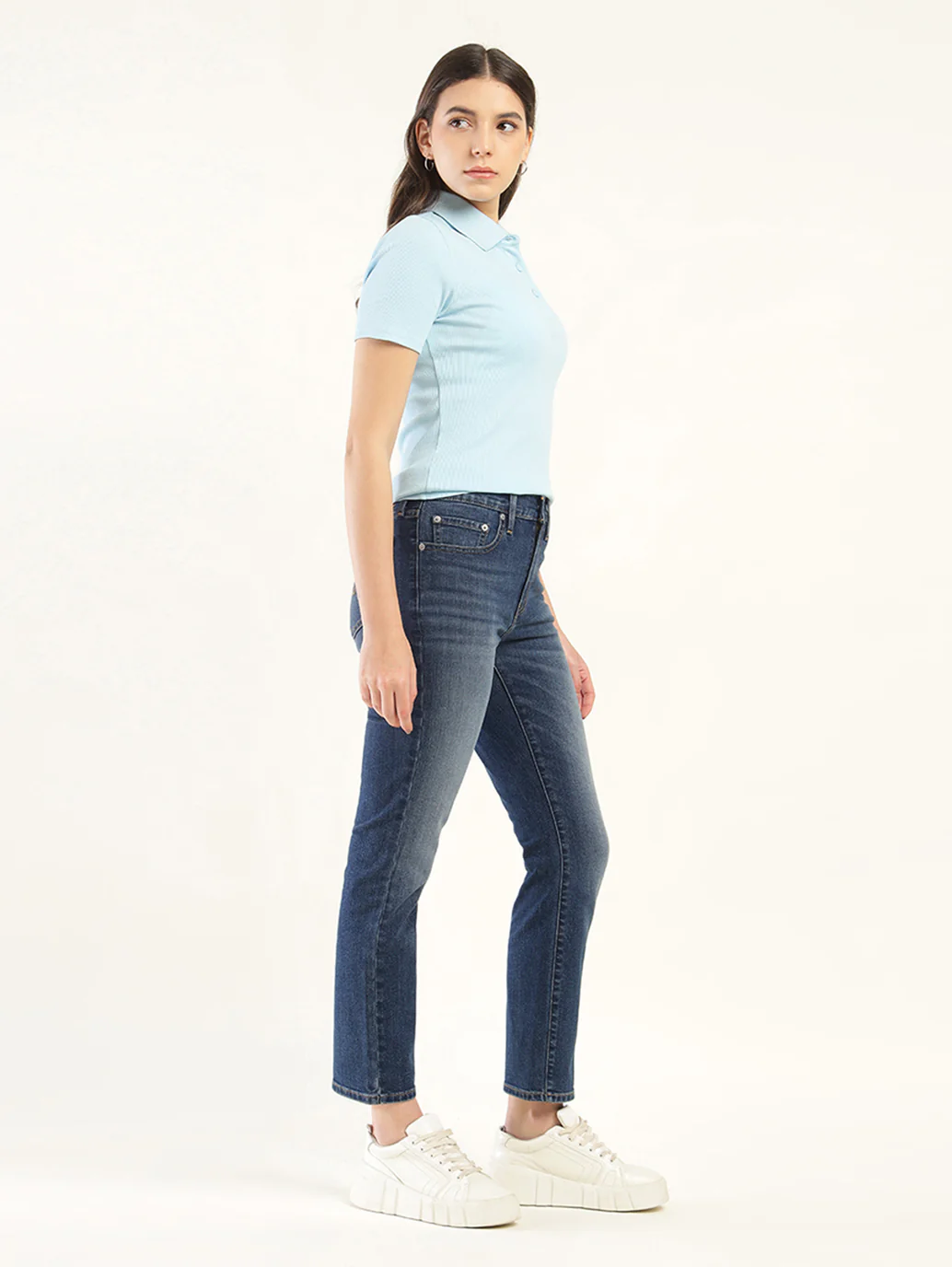 Women's 724 Blue Slim Straight Fit High Rise Jeans - Image 3