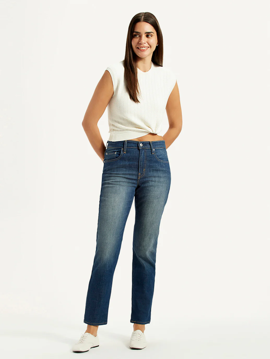 Women's 724 Blue Slim Straight Fit High Rise Jeans