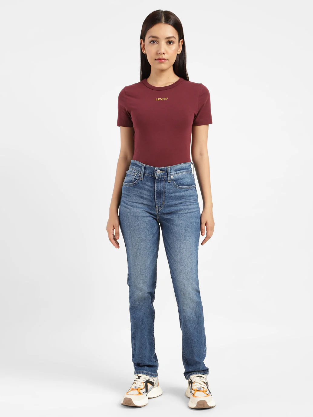 Women's 724 Blue Slim Straight Fit High Rise Jeans - Image 7