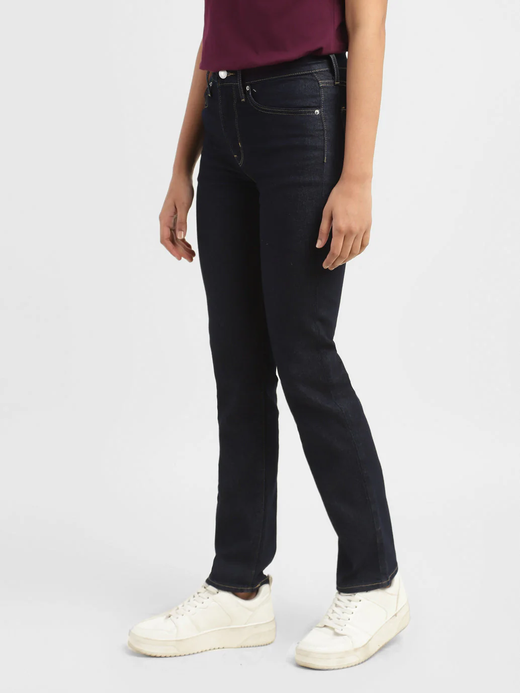 Women's 724 Navy Blue Slim Straight Fit High Rise Jeans - Image 3