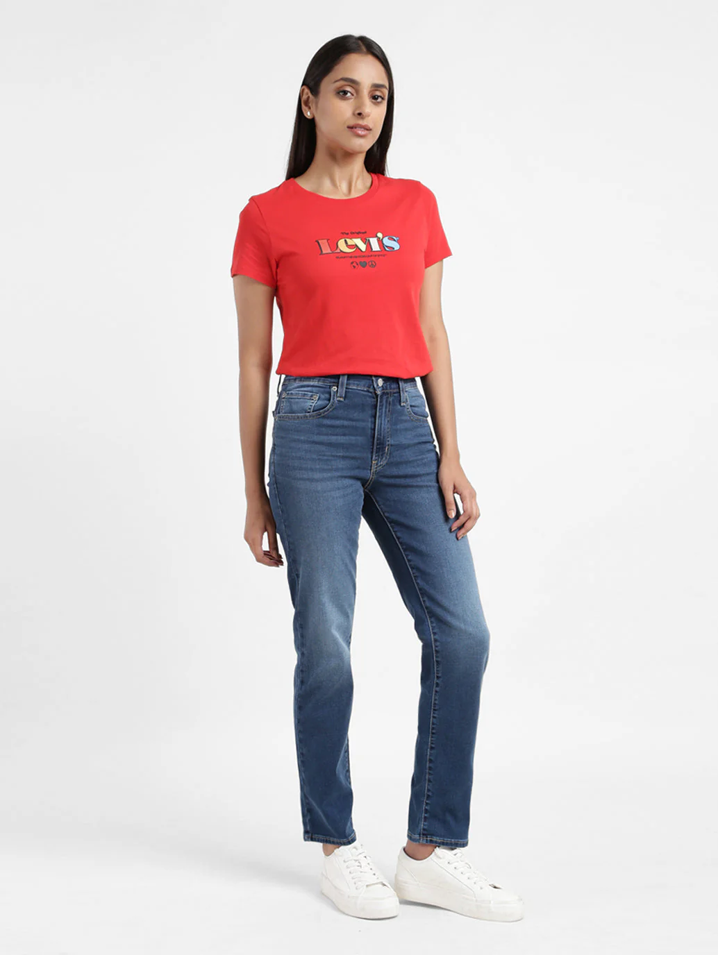 Women's 724 Blue Slim Straight Fit High Rise Jeans - Image 8