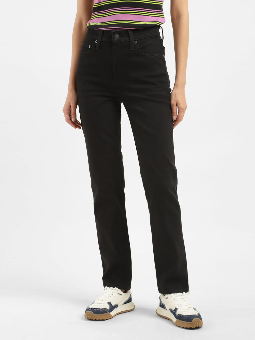 Women's 724 Black Slim Straight Fit High Rise Jeans - Image 2