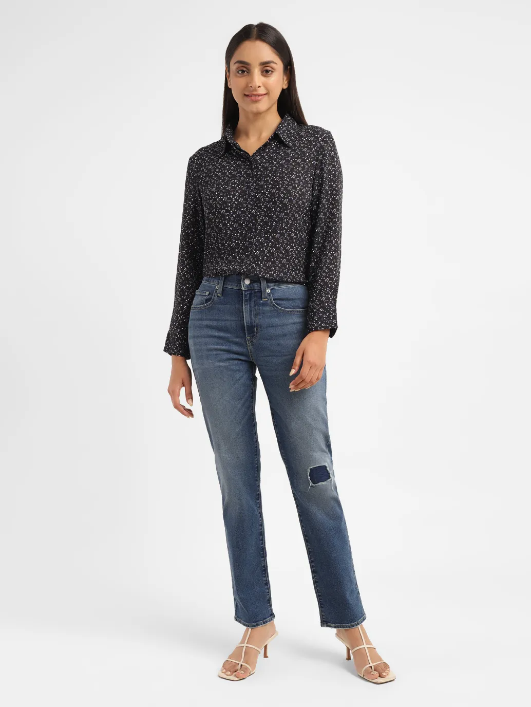 Women's 724 Blue Slim Straight Fit High Rise Jeans - Image 8