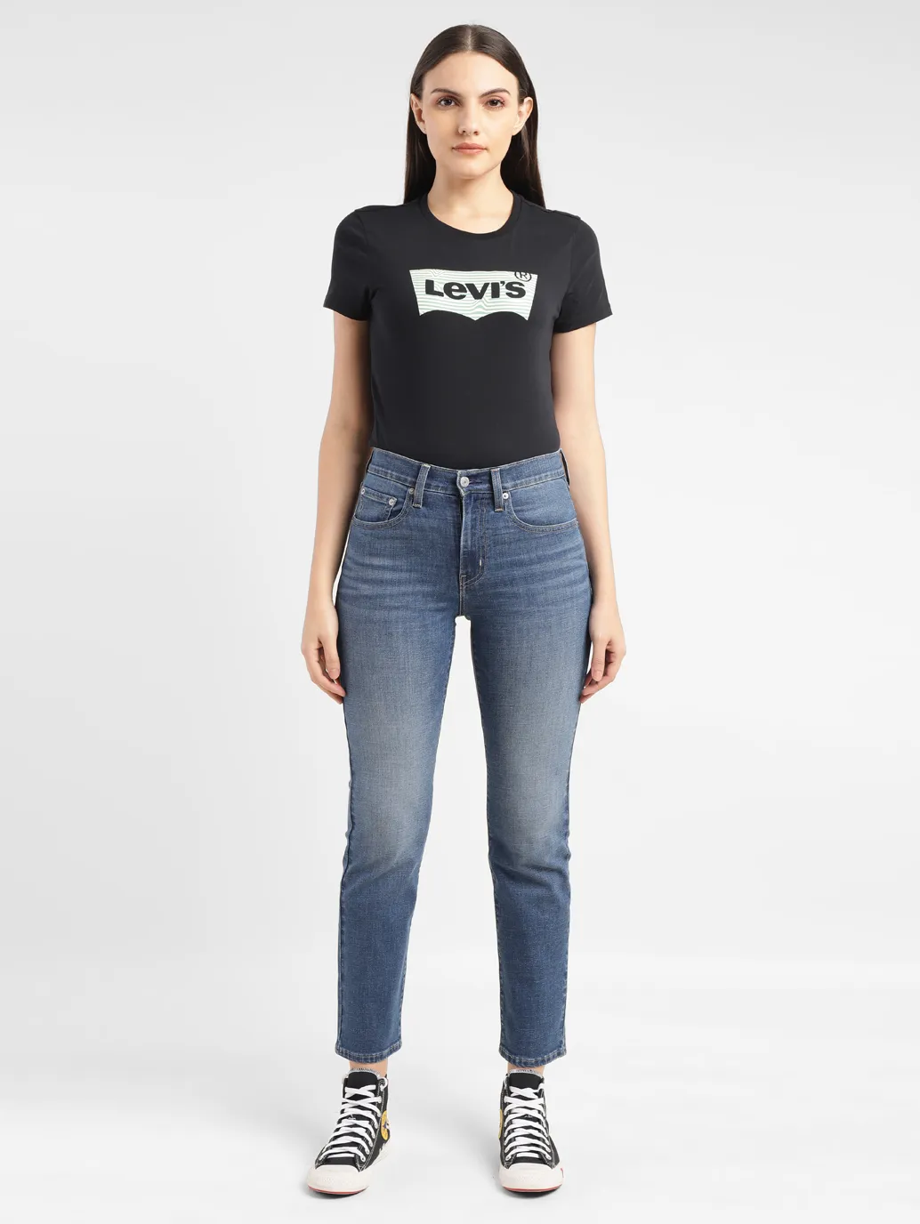 Women's 724 Blue Slim Straight Fit High Rise Jeans - Image 8