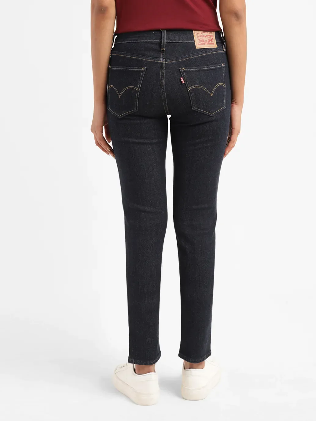 Women's 724 Navy Blue Slim Straight Fit High Rise Jeans - Image 3