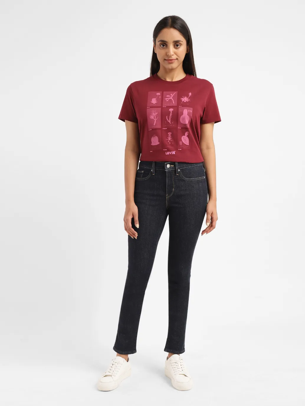 Women's 724 Navy Blue Slim Straight Fit High Rise Jeans - Image 8