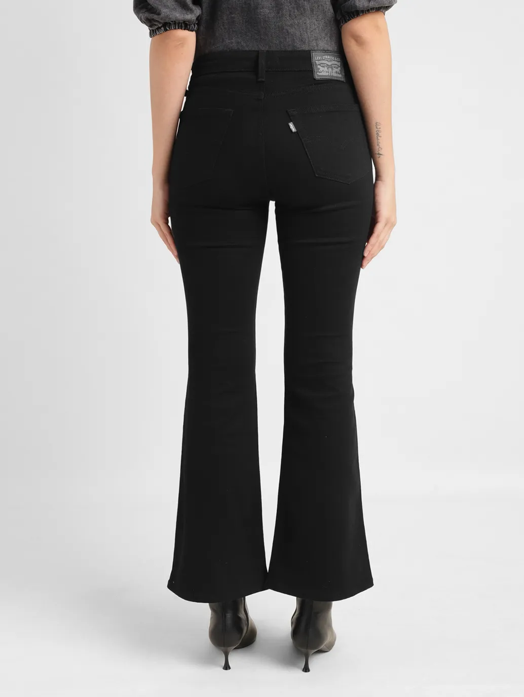 Women's 726 Black Flared Fit High Rise Jeans - Image 3