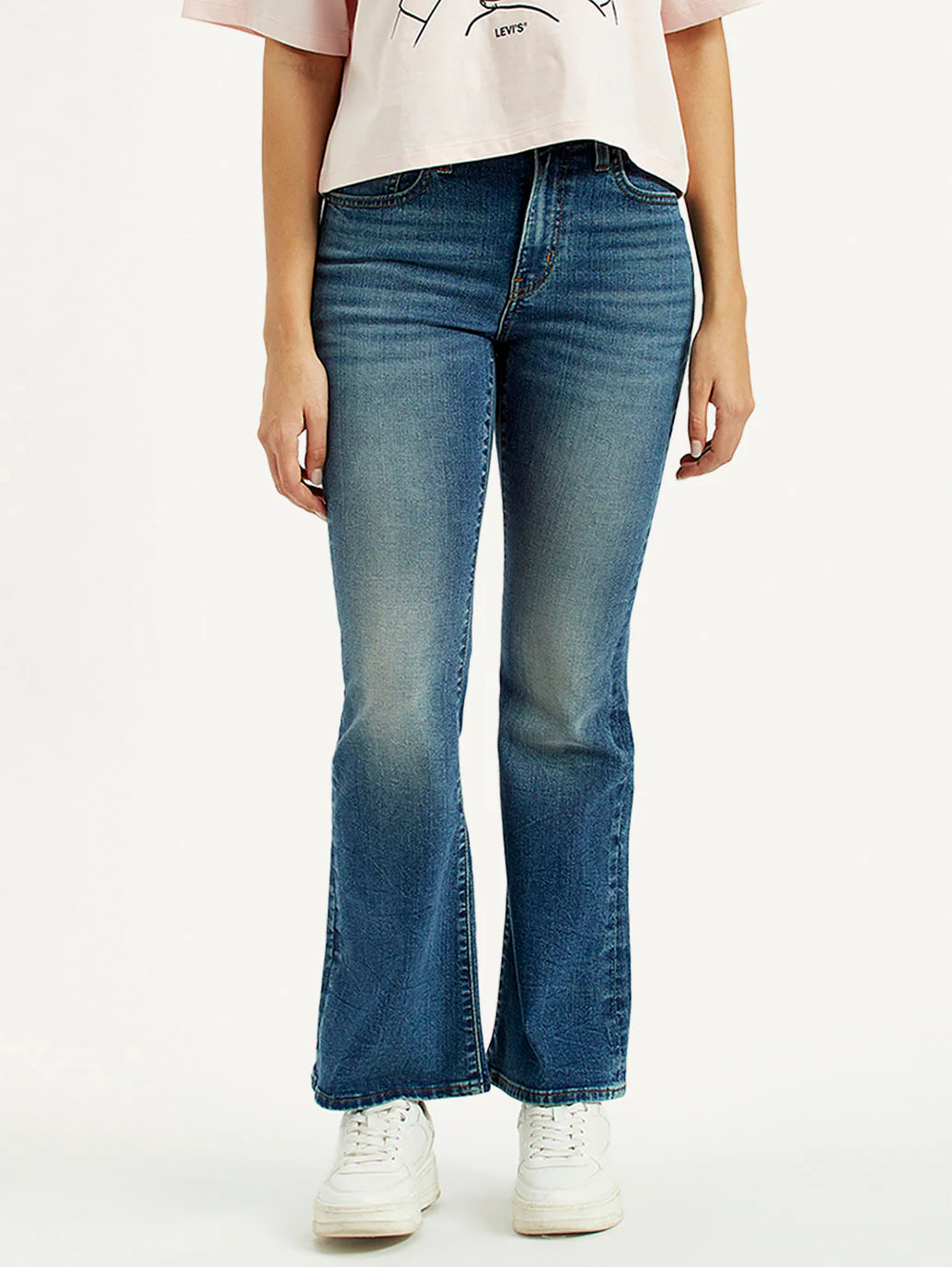 Women's 726 Blue Flared Fit High Rise Jeans - Image 2