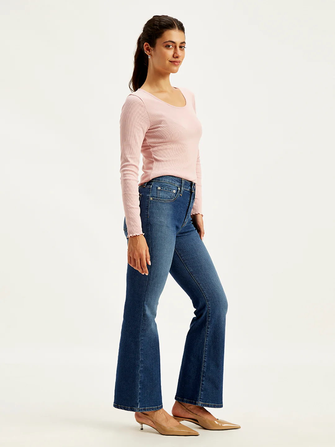 Women's 726 Indigo Flared Fit High Rise Jeans - Image 3