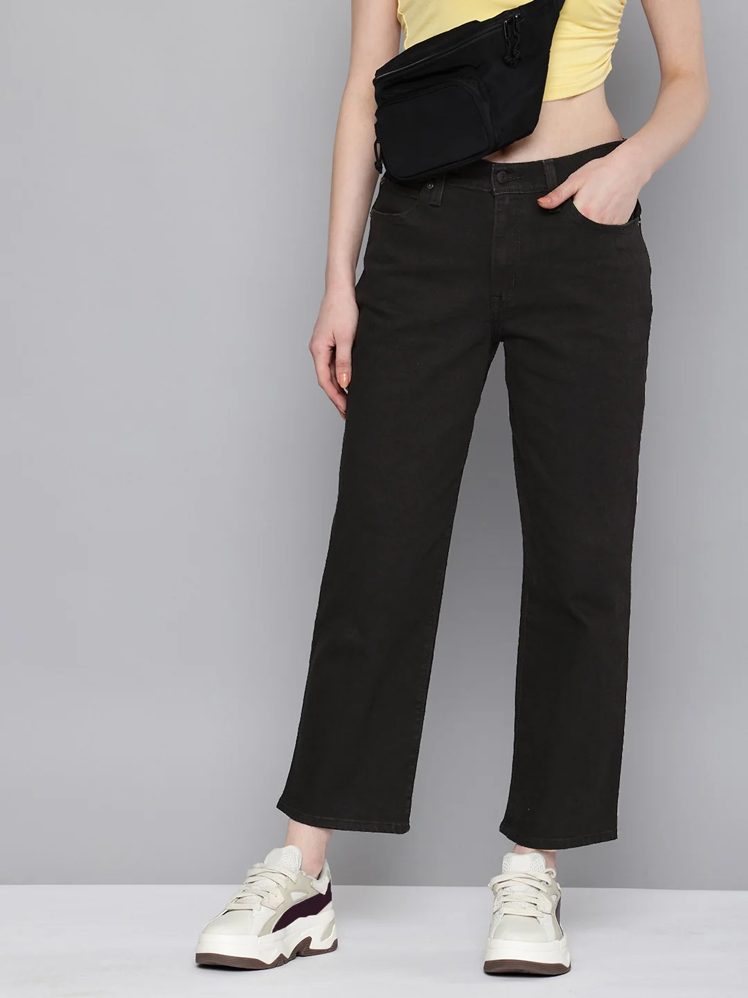 Women's 94 Black Baggy Fit Mid Rise Jeans - Image 3