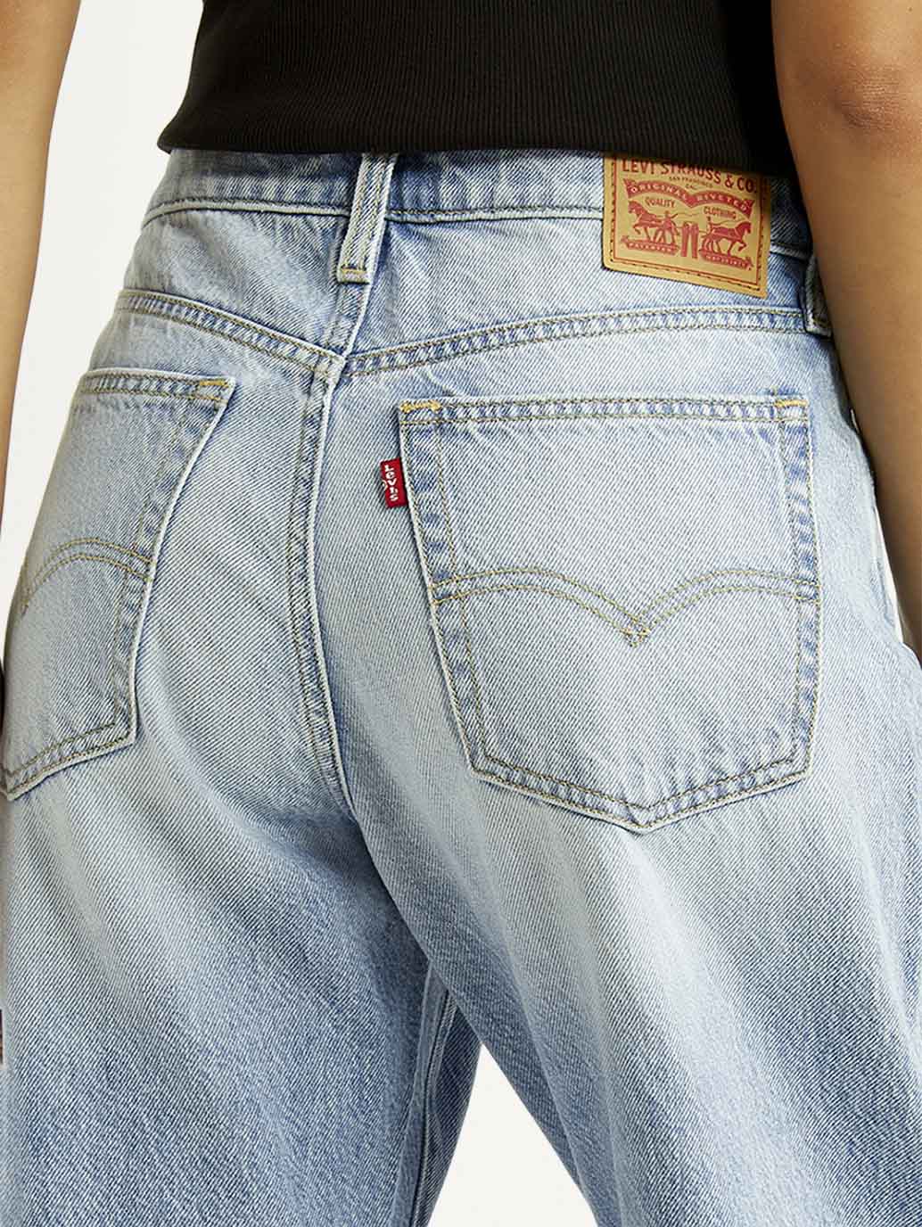 Women's Light Indigo Baggy Dad Barrel Fit High Rise Jeans - Image 5