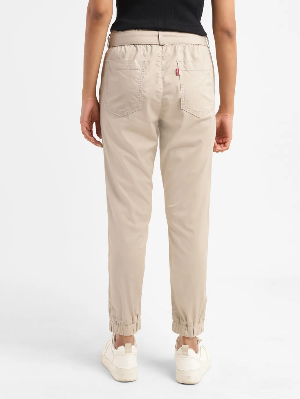 Women's High Rise Beige Regular Fit Joggers - Image 3