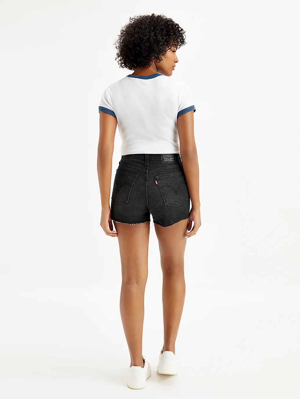 Women's High Rise Black Regular Fit Denim Shorts - Image 2