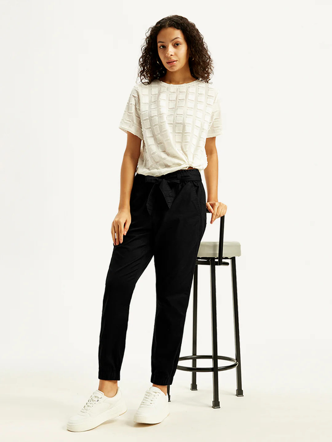 Women's High Rise Black Regular Fit Joggers - Image 5