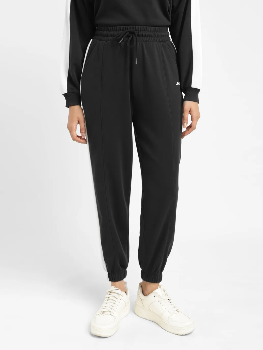 Women's High Rise Black Regular Fit Joggers - Image 2