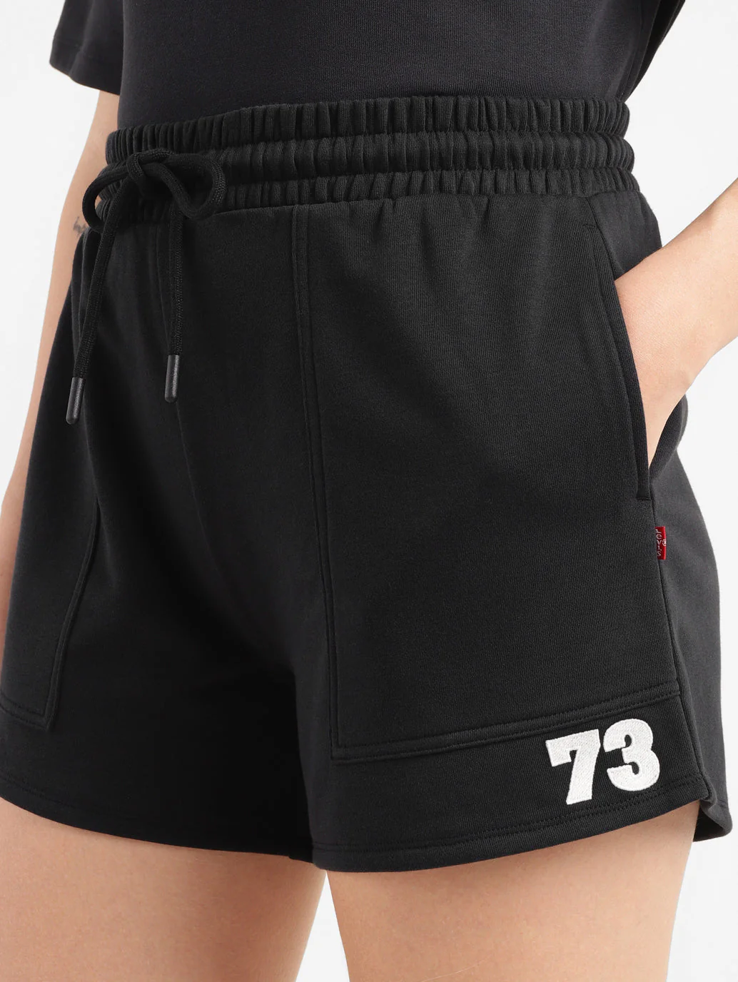 Women's High Rise Black Relaxed Fit Shorts - Image 4