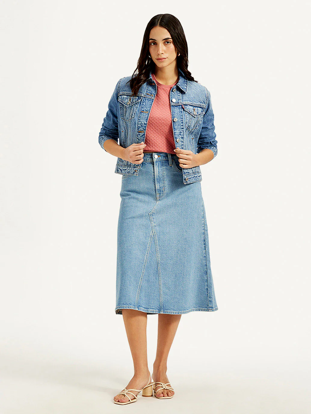 Women's High Rise Blue A-Line Skirt - Image 5