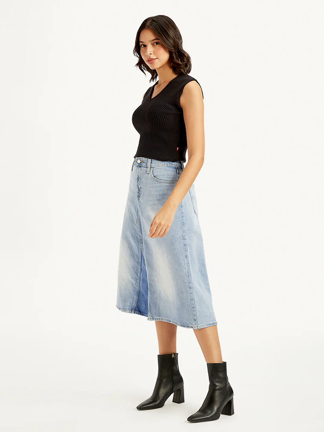Women's High Rise Blue A-Line Skirt - Image 4