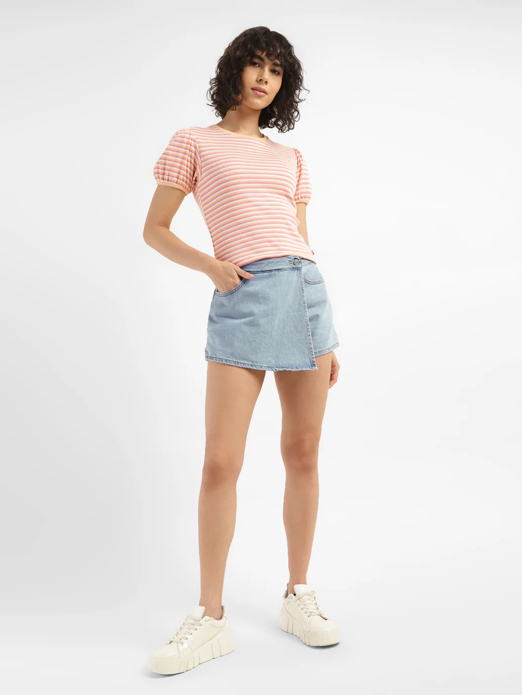 Women's High Rise Blue Regular Fit Skort