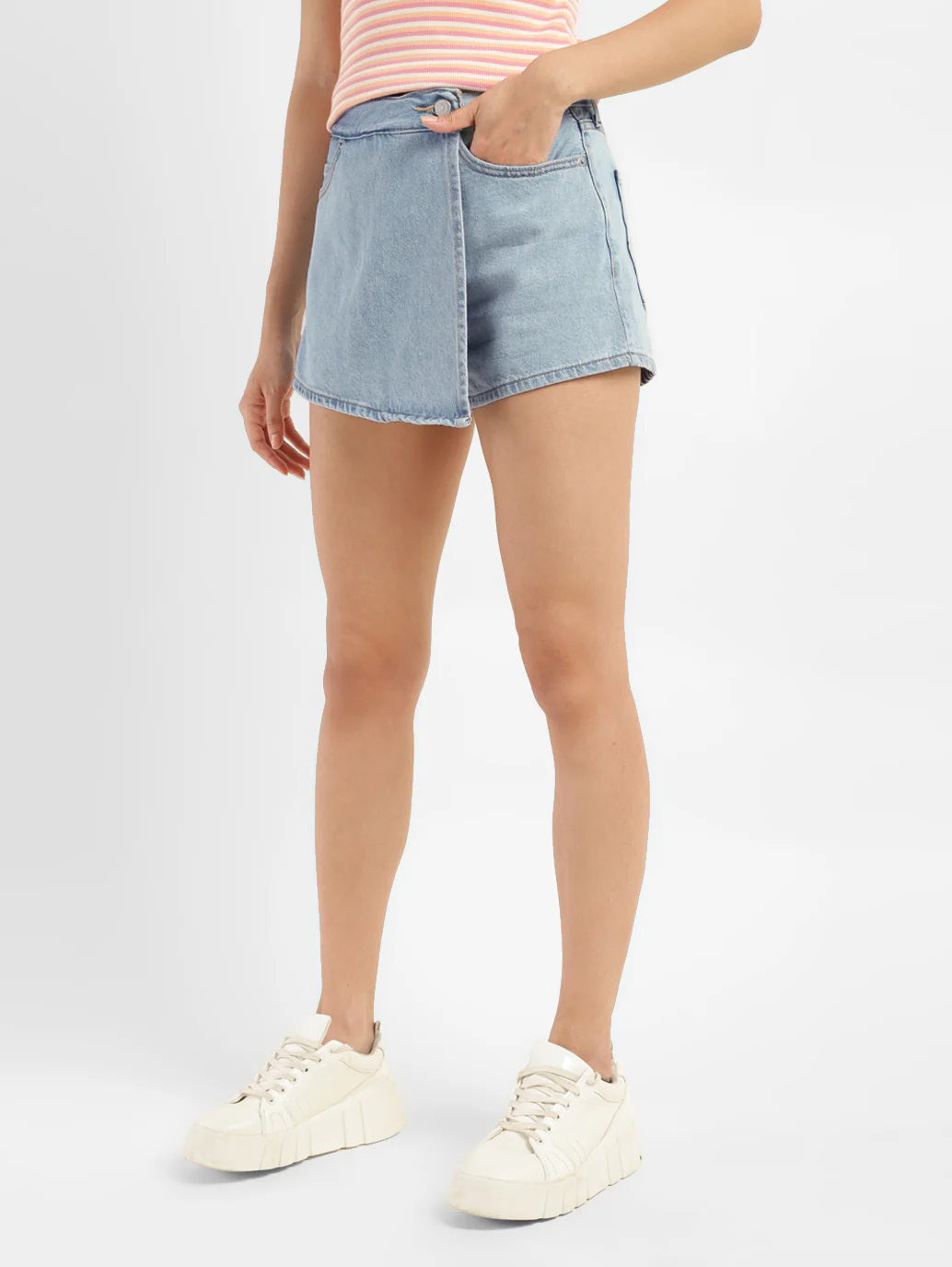 Women's High Rise Blue Regular Fit Skort - Image 3