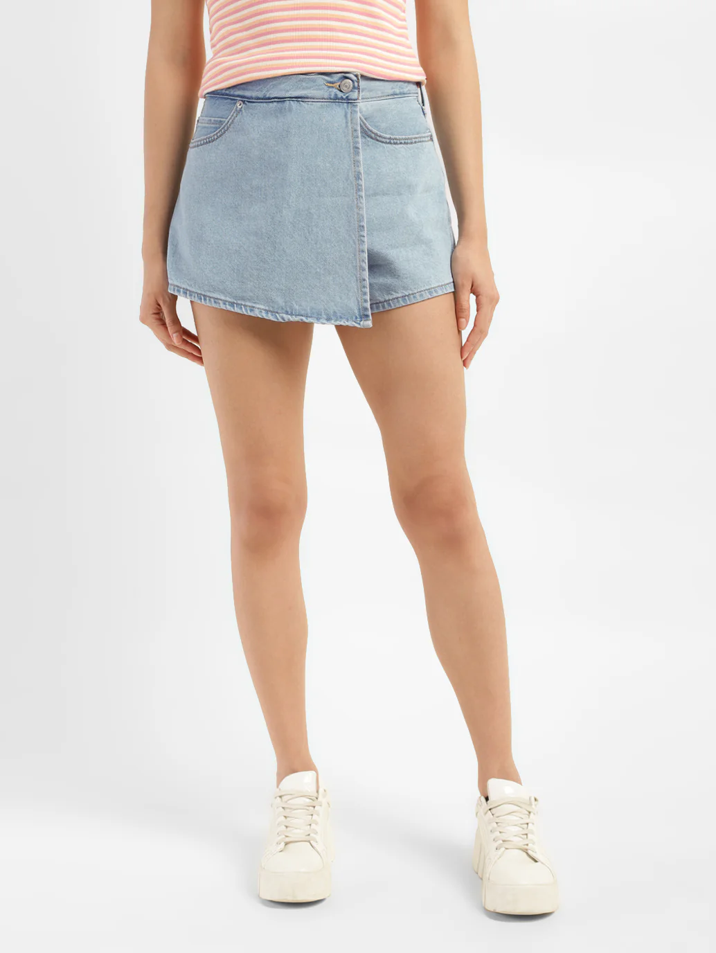 Women's High Rise Blue Regular Fit Skort - Image 7