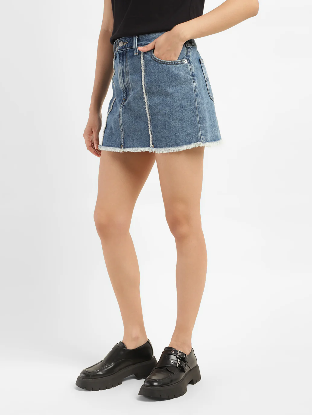 Women's High Rise Blue Regular Fit Skirt - Image 3