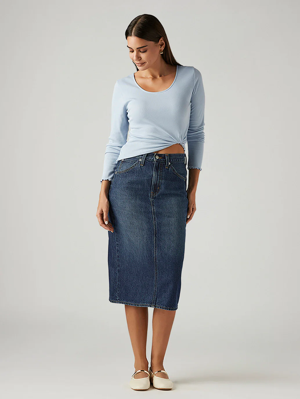 Women's Dark Indigo Regular Fit High Rise Skirt