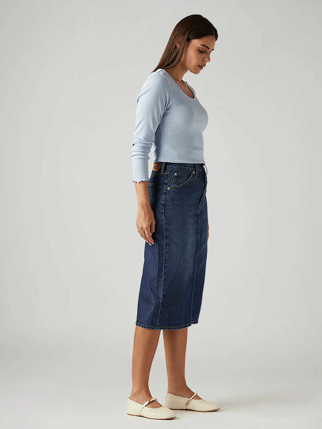 Women's Dark Indigo Regular Fit High Rise Skirt - Image 5