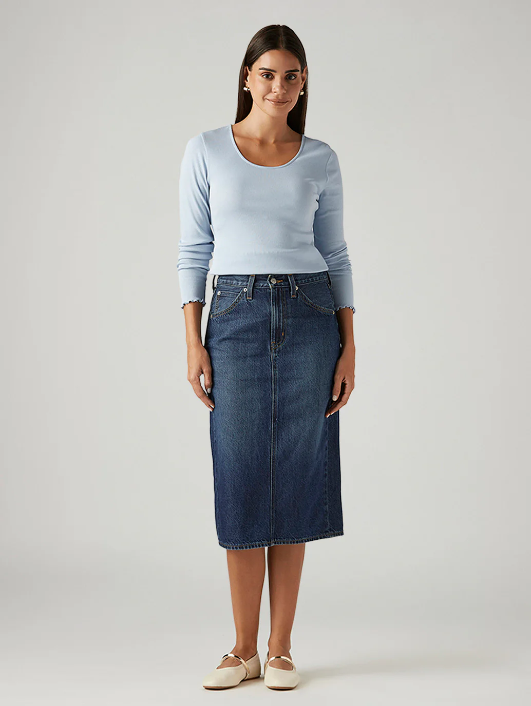 Women's Dark Indigo Regular Fit High Rise Skirt - Image 6