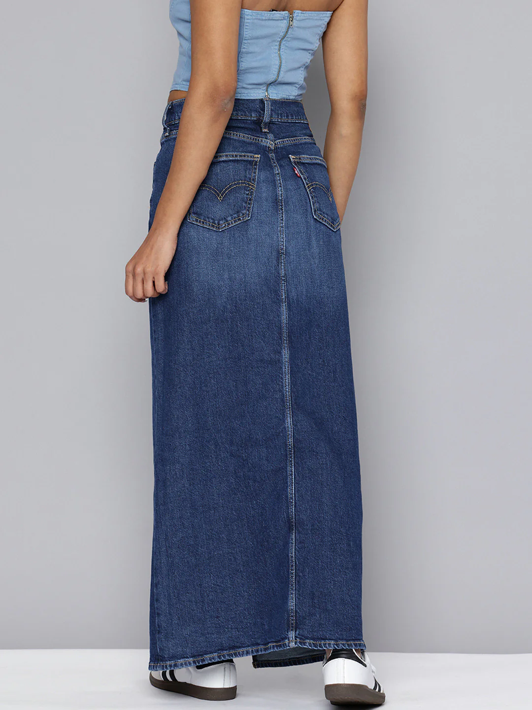 Women's High Rise Dark Blue Slim Fit Skirt - Image 4