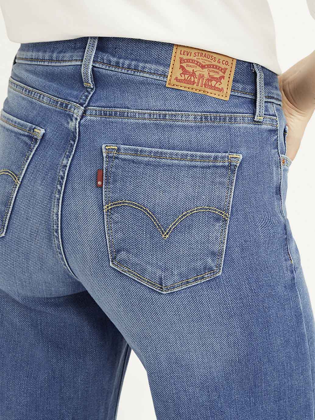 Women's 318 Blue Shaping Wide Leg Fit Mid Rise Jeans - Image 5