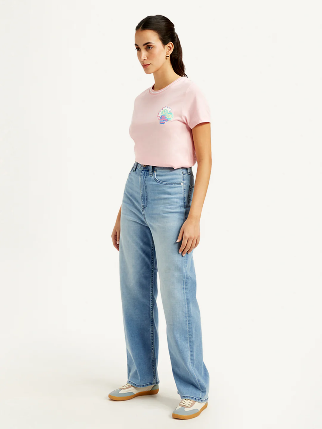 Women's Blue Loose Fit High Rise Jeans - Image 5