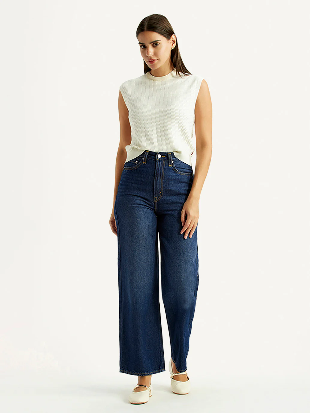 Women's Dark Indigo Loose Fit High Rise Jeans