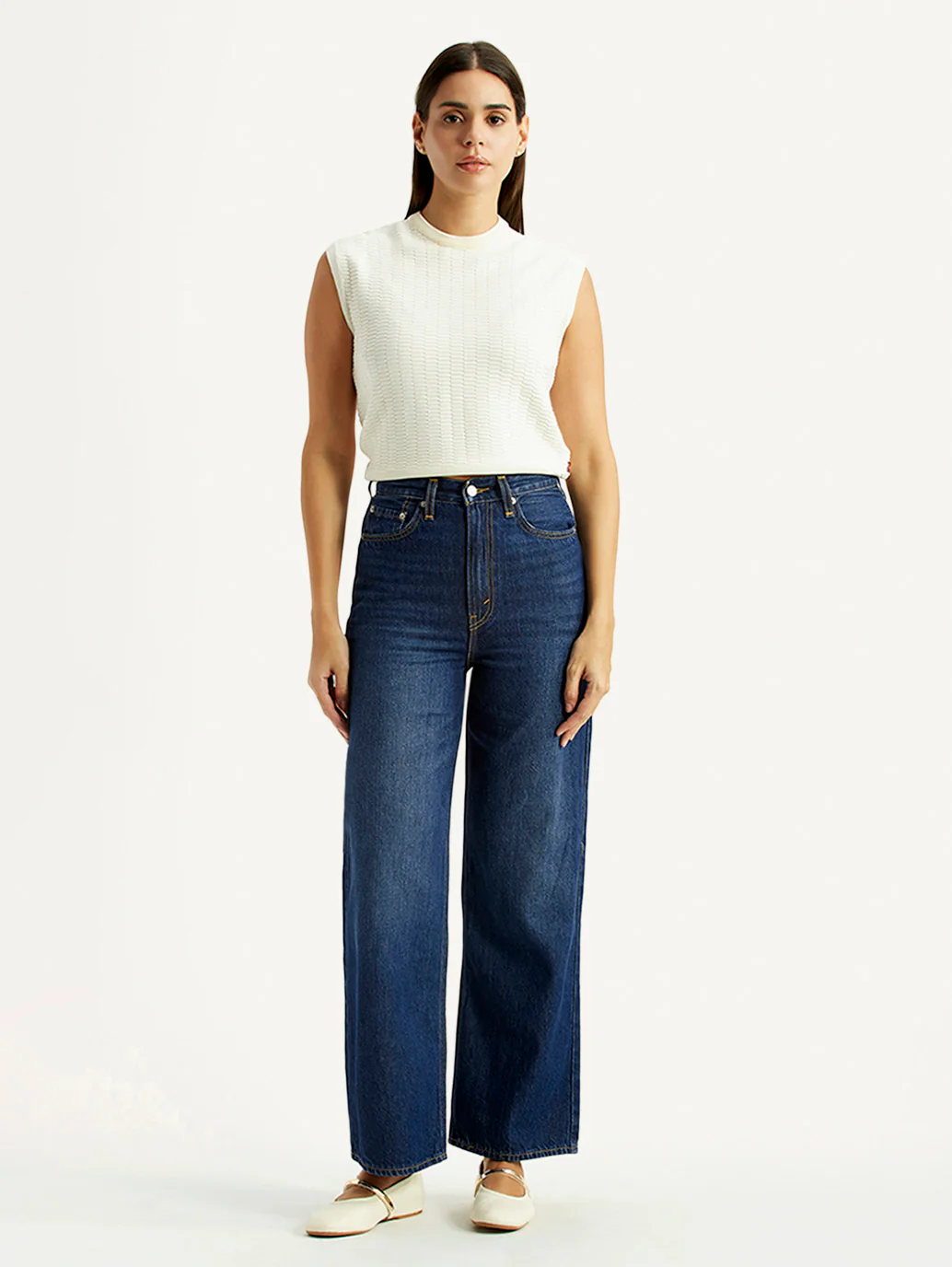 Women's Dark Indigo Loose Fit High Rise Jeans - Image 2