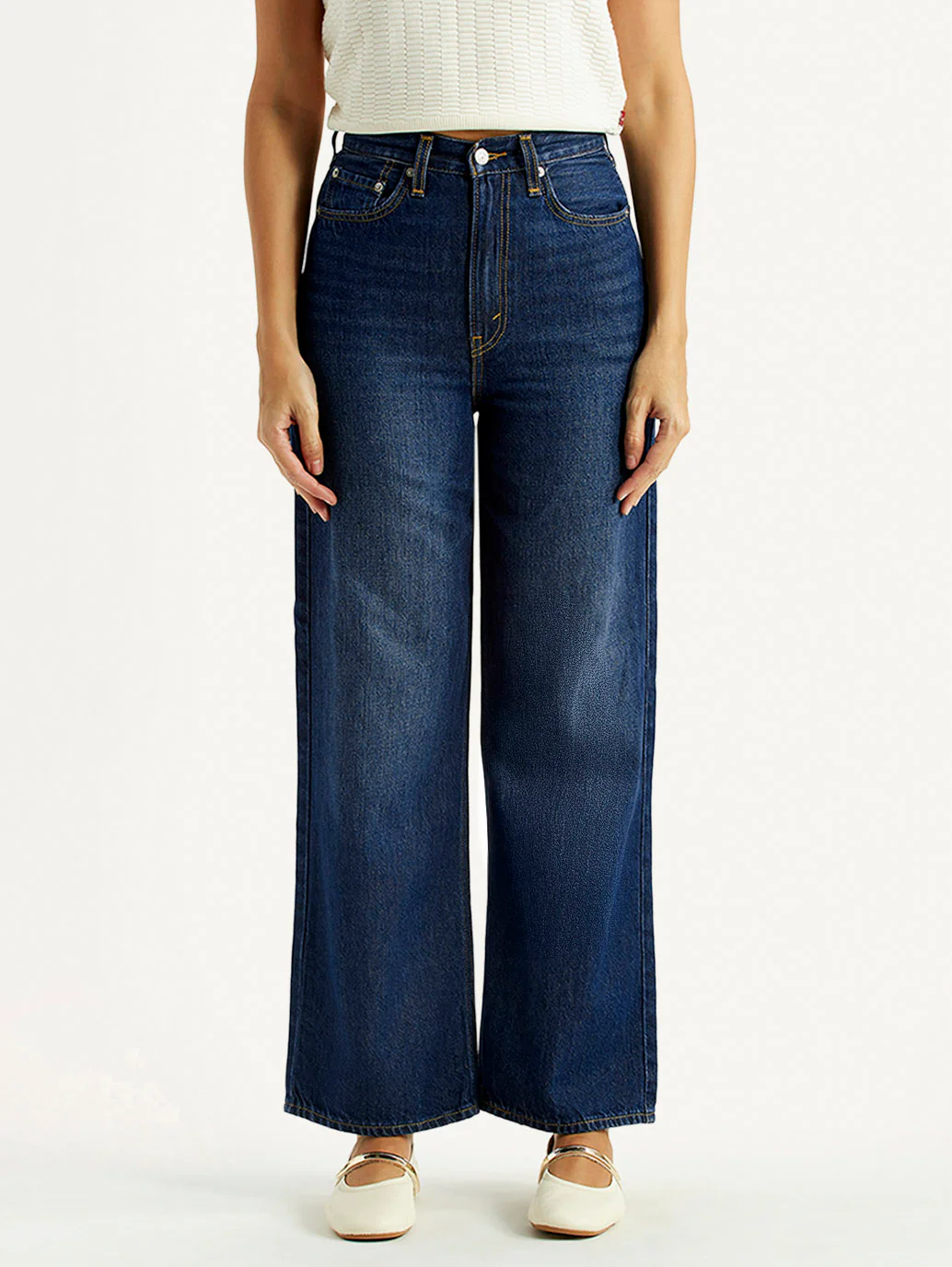 Women's Dark Indigo Loose Fit High Rise Jeans - Image 3