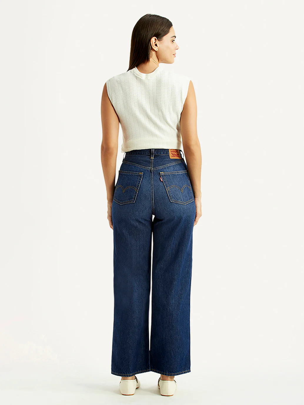 Women's Dark Indigo Loose Fit High Rise Jeans - Image 5