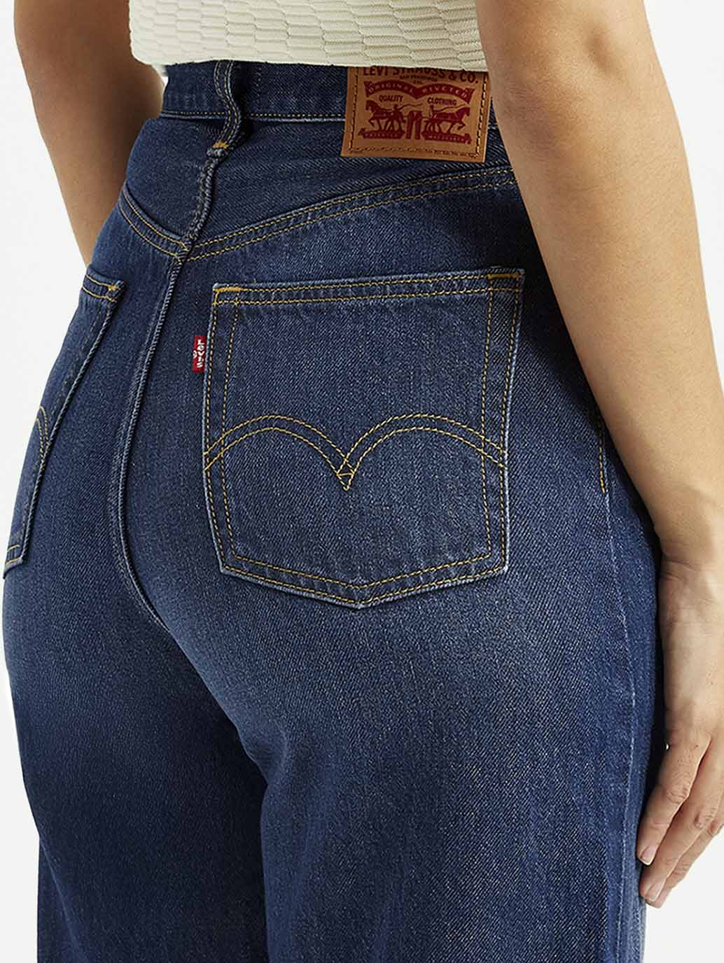 Women's Dark Indigo Loose Fit High Rise Jeans - Image 6