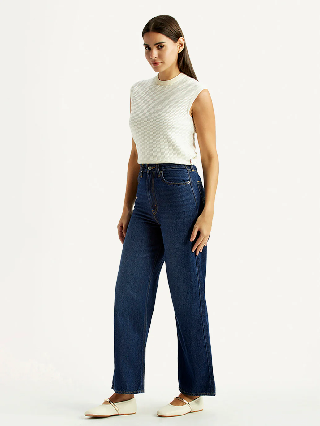 Women's Dark Indigo Loose Fit High Rise Jeans - Image 7