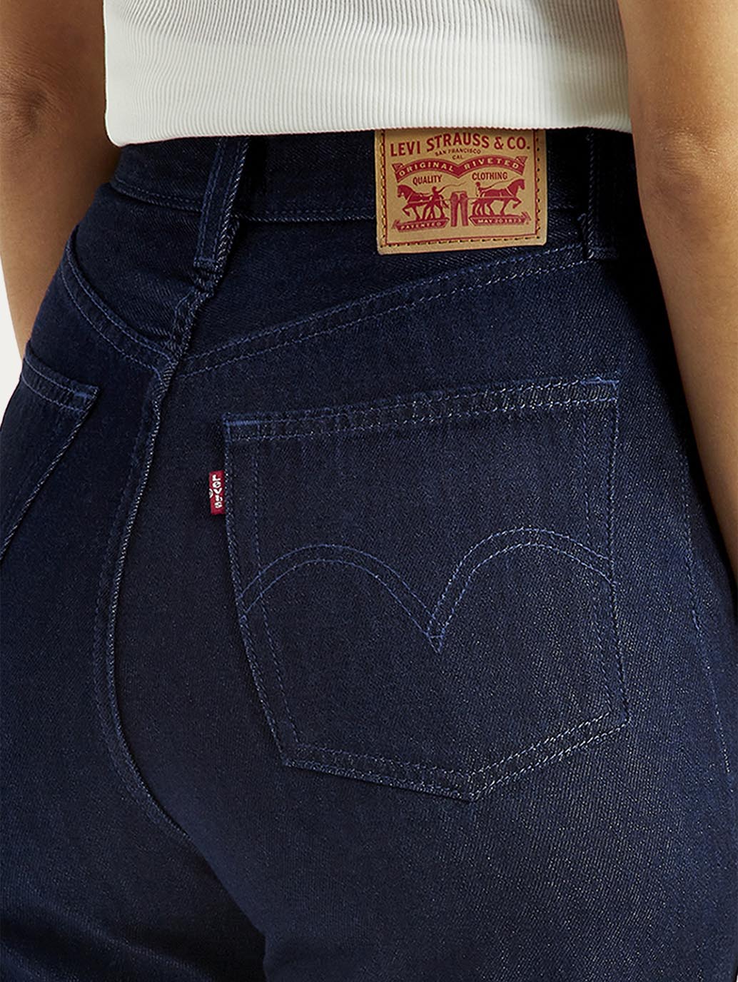 Women's Dark Indigo Loose Fit High Rise Jeans - Image 5