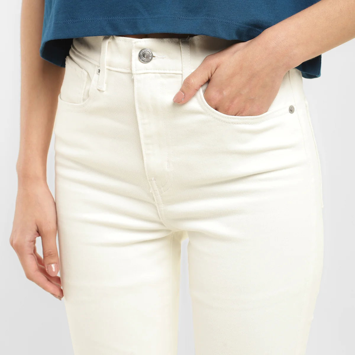Women's White Mile High Wide Leg Fit High Rise Jeans - Image 5