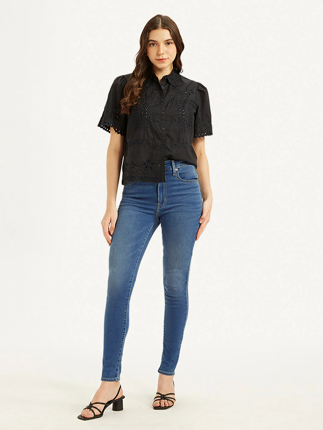 Women's Blue Mile High Wide Leg Fit High Rise Jeans