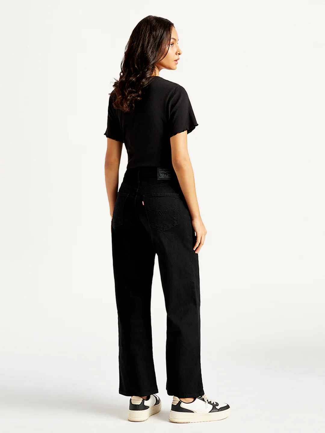 Women's Black Mile High Wide Leg Fit High Rise Jeans - Image 3