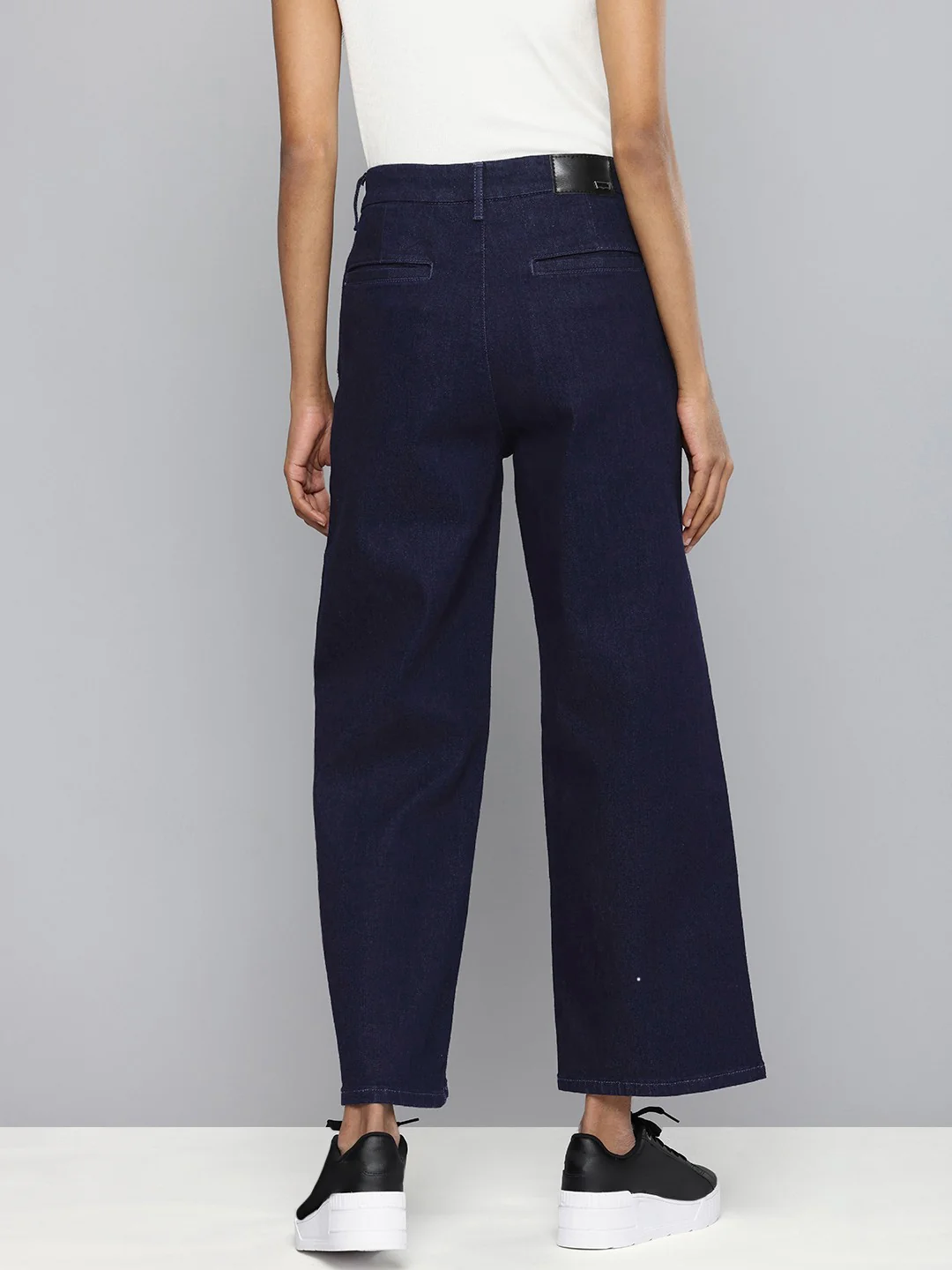 Women's Redloop Navy Blue Mile High Wide Leg Fit High Rise Jeans - Image 4