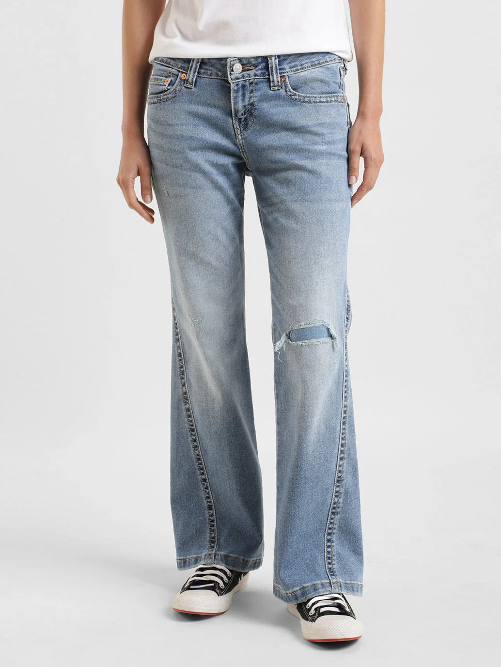 Women's Blue Bootcut Fit High Rise Jeans