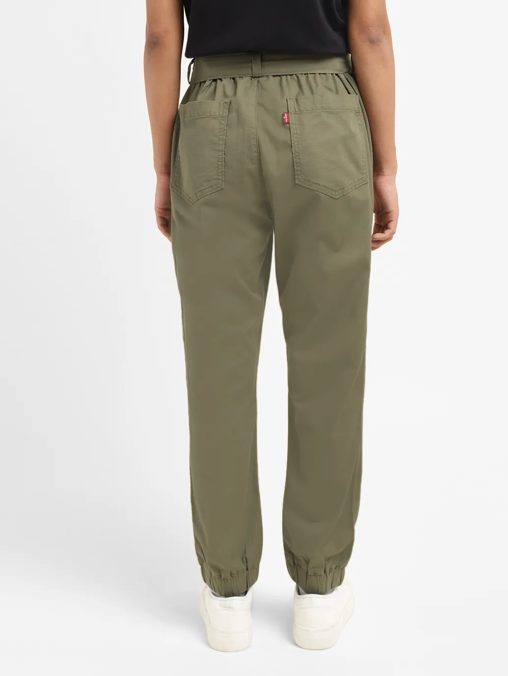 Women's High Rise Olive Regular Fit Joggers - Image 3