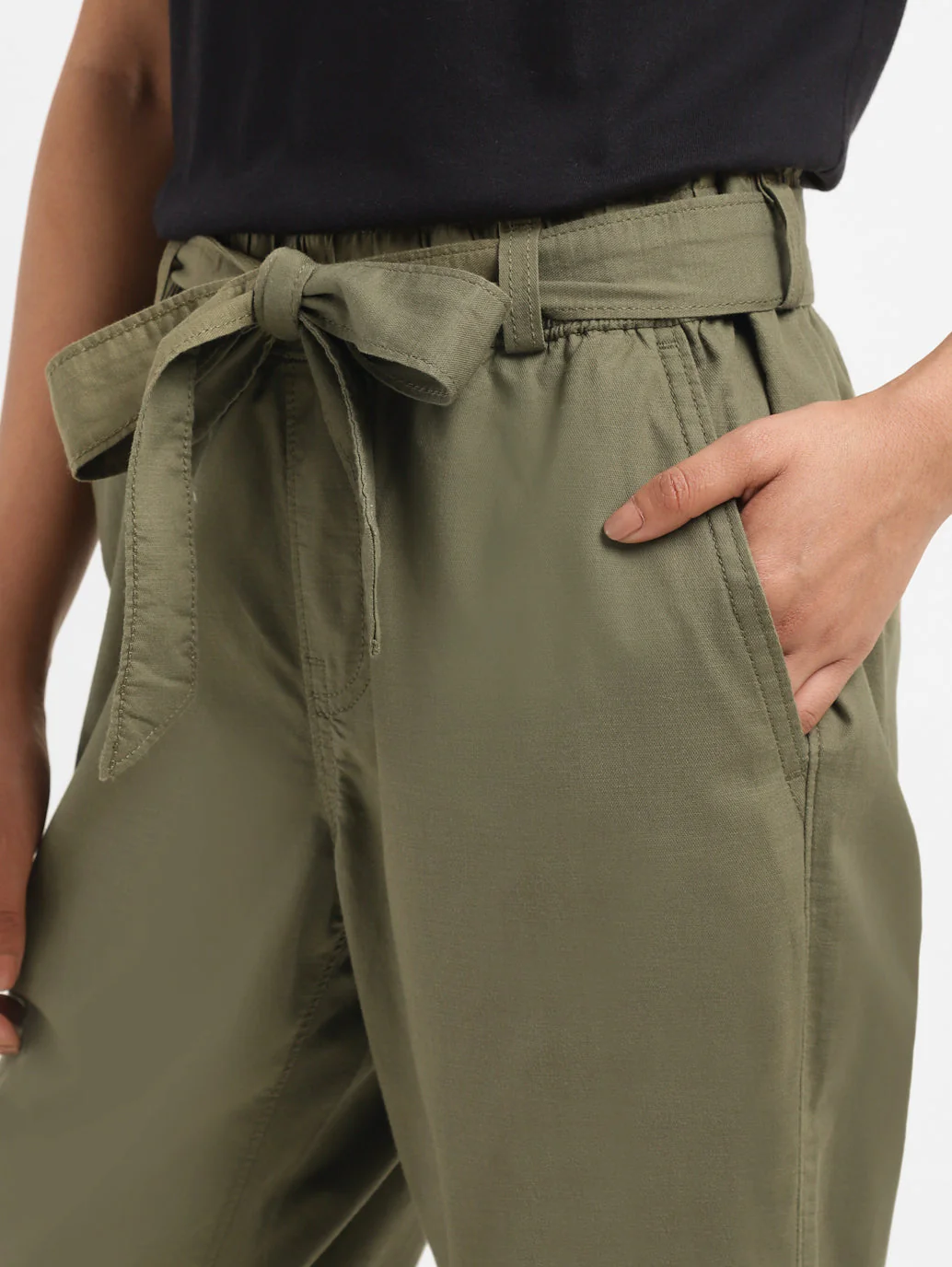 Women's High Rise Olive Regular Fit Joggers - Image 6