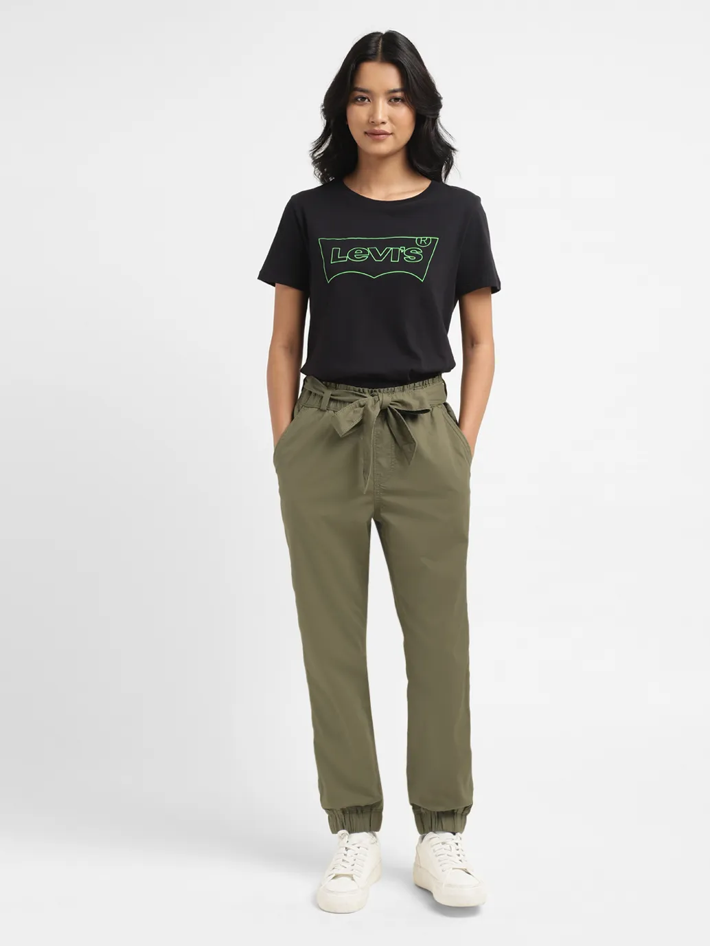 Women's High Rise Olive Regular Fit Joggers - Image 7