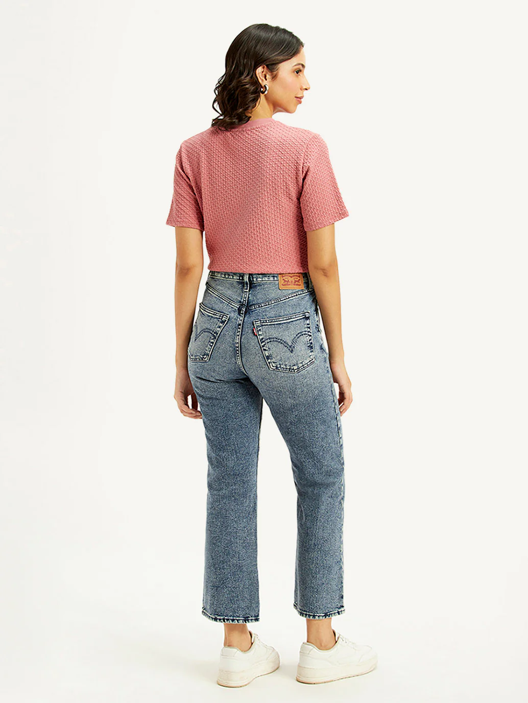 Women's Blue Ribcage Cropped Bootcut Fit High Rise Jeans - Image 3