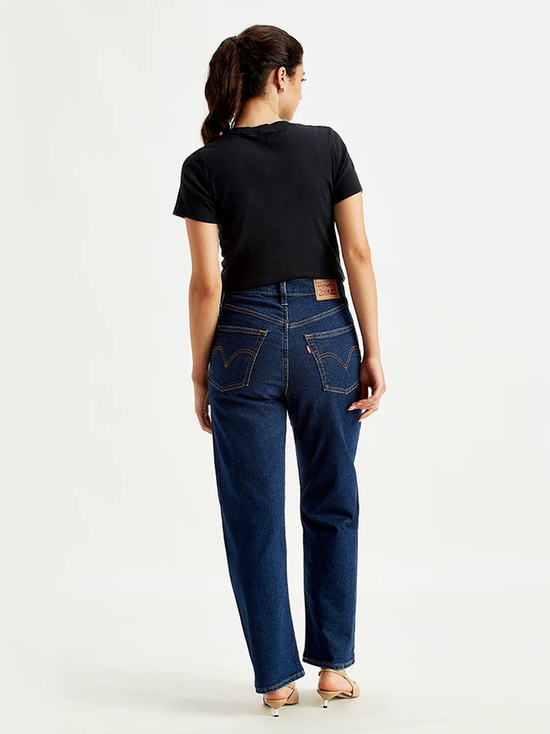 Women's Blue Ribcage Straight Ankle Fit High Rise Jeans - Image 2