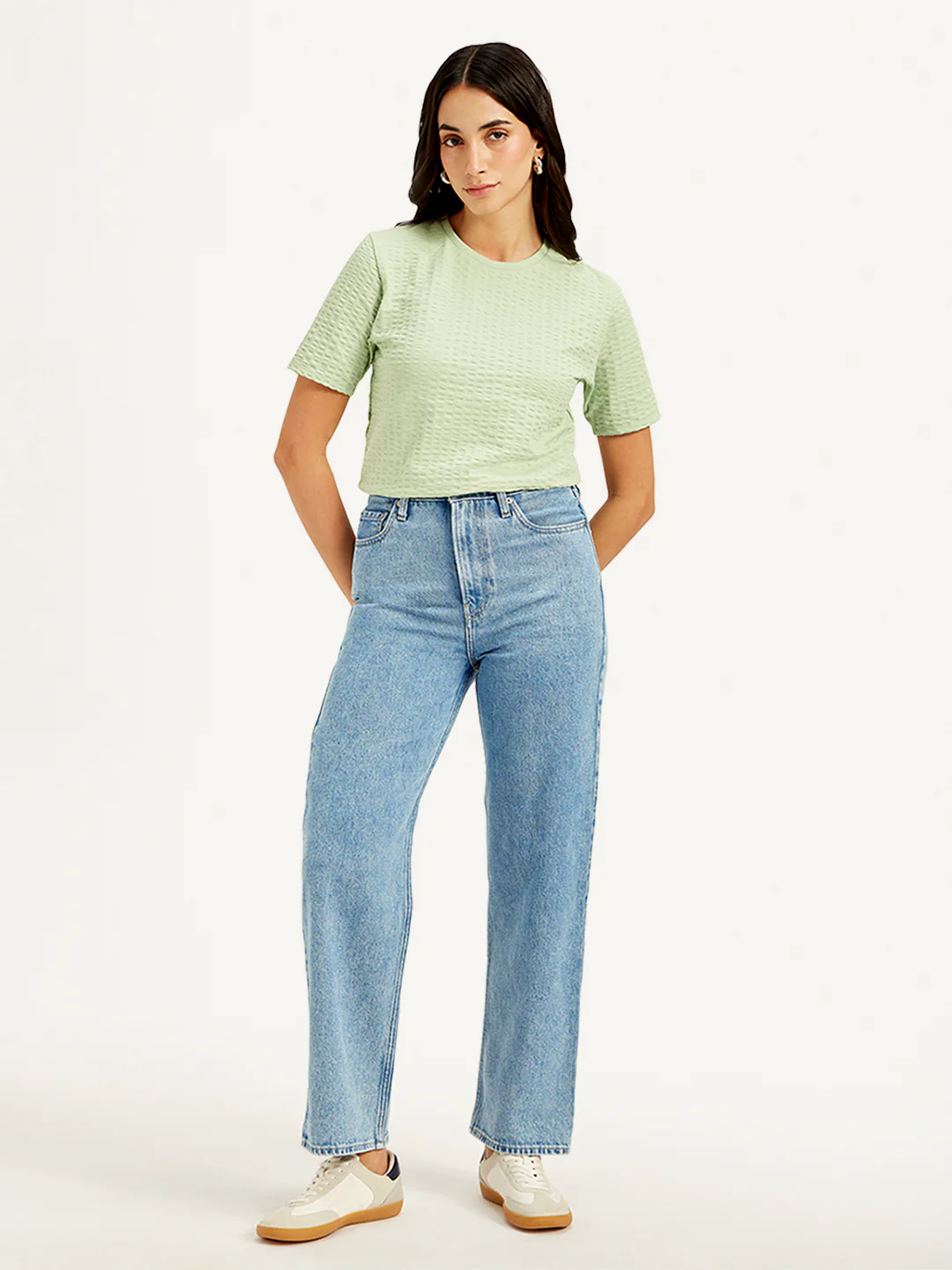 Women's Blue Ribcage Straight Fit High Rise Jeans - Image 2